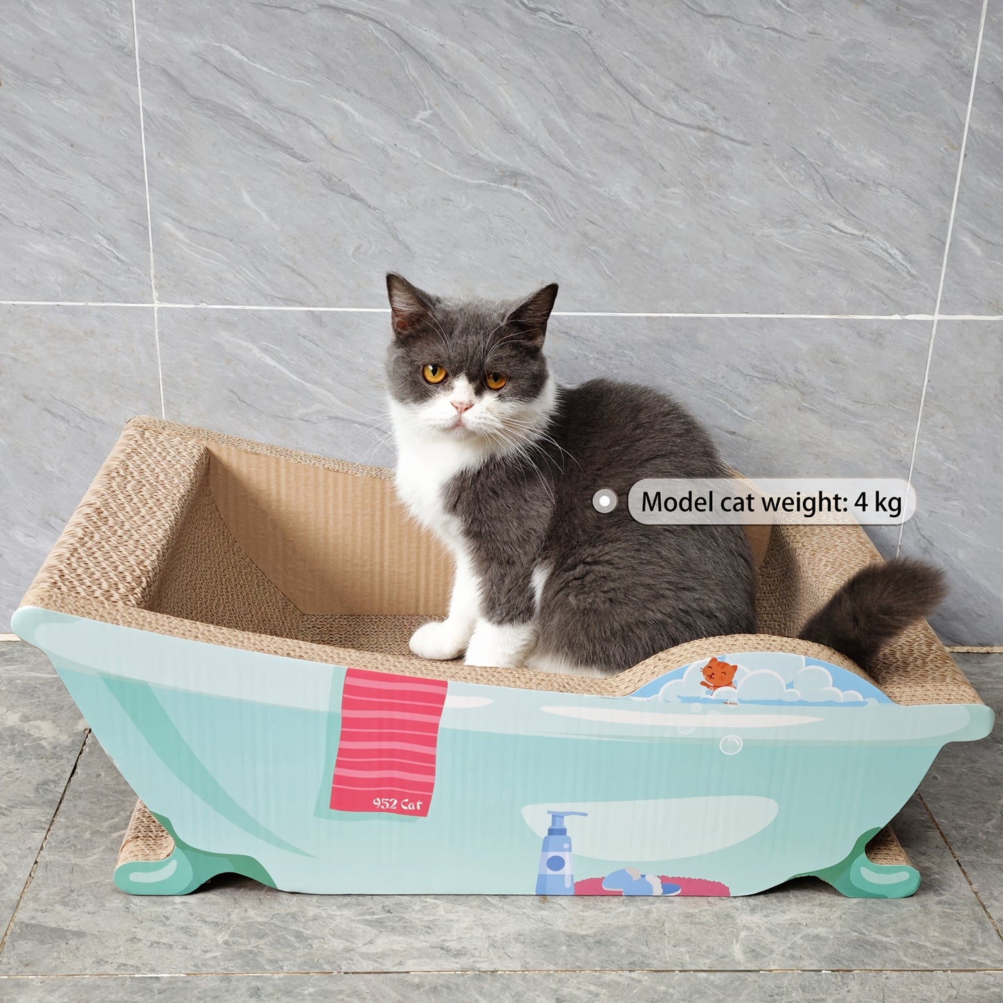 Tada Miaow 골판지 고양이 긁기 보드, 종이 조각이 여기저기 흩어지는 것을 방지하기 위한 이중 장벽. 초대형 및 초폭. 매장 관리자 추천. 9.07KG 미만의 고양이에게 적합. 뚱뚱한 고양이 및 여러 고양이에게 적합. 파란색 욕조 스타일. 누워서 자고 발톱을 갈 수 있습니다No.3157