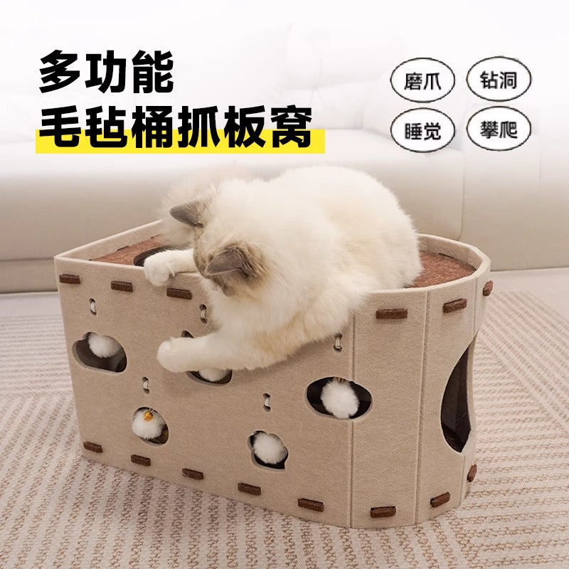 고양이 침대, 고양이 스크래칭 보드, 고양이 장난감, 셀프 엔터테인먼트, 새로운 고양이 침대 버킷, Four Seasons Universal 펠트 더블 레이어 고양이 침대No.1804