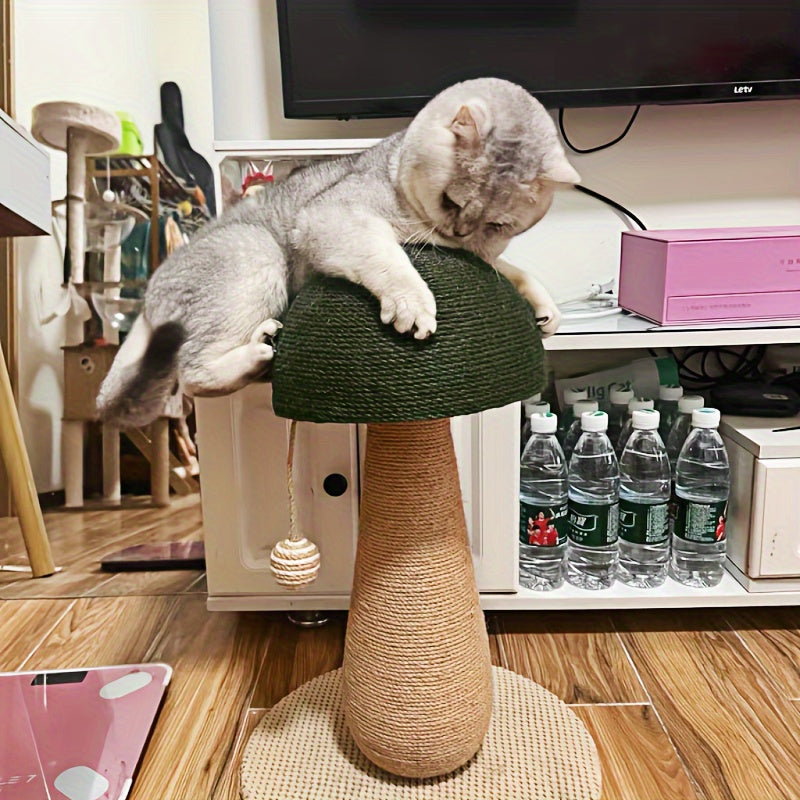 고양이 긁는 막대, 상호작용 공 장난감이 있는 고양이 등반 막대, 갈고리 고양이 용품 장난감, 시살 로프 스크래치 포스트, 버섯No.3162