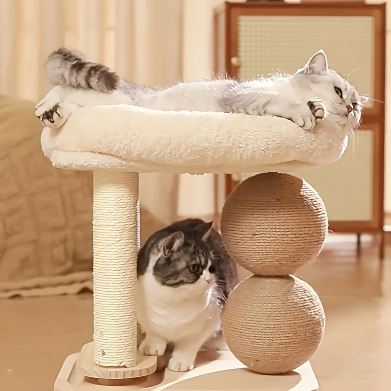1개 고양이 등반 프레임, 고양이 둥지 통합 사이잘 기둥 그라인딩 클로 대형 고양이 스크래치 볼 다기능 고양이 랙 - 고양이 등반 프레임, 스크래칭 보드, 애완동물 잡는 막대, 실내 애완용 가구, 고양이 트리에 적합No.3147