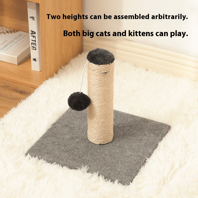 1 Durable Sisal Cat Scratching Board, 상호작용 장난감 볼과 함께 - 조절 가능한 높이, 내마모성, 가루 없는, 가정용 고양이에게 이상적, 전원 공급이 필요하지 않음, 고양이 긁는 패드No.3169