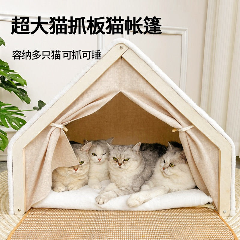 사계절 고양이둥지, 고양이빌라, 고양이집, 쉘 반밀폐형 침낭, 고양이 스크래칭보드, 보풀 없는 사이잘고양이 텐트No.1831