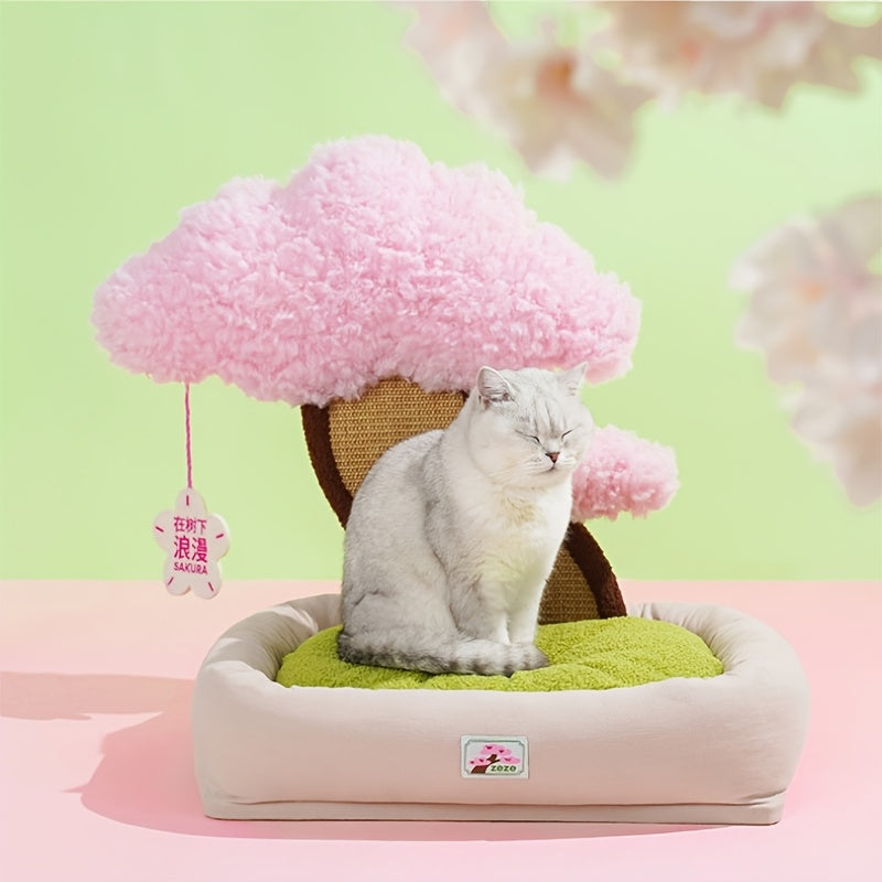 고전적인 폴리에스터 고양이 집 및 콘도 - 충전되지 않은, 조립된, 독특한 미니멀리스트 고양이 침대, 통합된 긁는 포스트, 편안한 애완 동물 매트, 고양이에게 이상적인 생일 선물No.3194