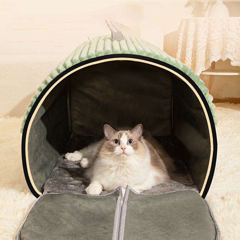 사계절용 포근한 개 & 고양이 침대 - 밀폐형, 세탁 가능한 나일론 켄넬, 미끄럼 방지 바닥, 소형부터 대형 애완동물용, 갈색No.3290
