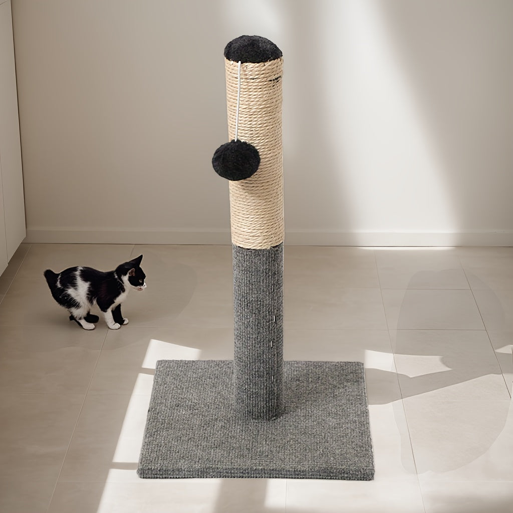 1 Durable Sisal Cat Scratching Board, 상호작용 장난감 볼과 함께 - 조절 가능한 높이, 내마모성, 가루 없는, 가정용 고양이에게 이상적, 전원 공급이 필요하지 않음, 고양이 긁는 패드No.3169