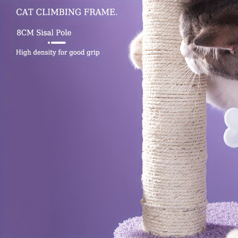 1개의 Whisker Wonders 다층 고양이 나무 타워, 스크래칭 포스트, 클라우드 퍼치, 별 모양 펜던트 및 아늑한 침대 포함 - 내구성 있는 파티클 보드 구조, 고양이를 위한 대화형 놀이터No.3200