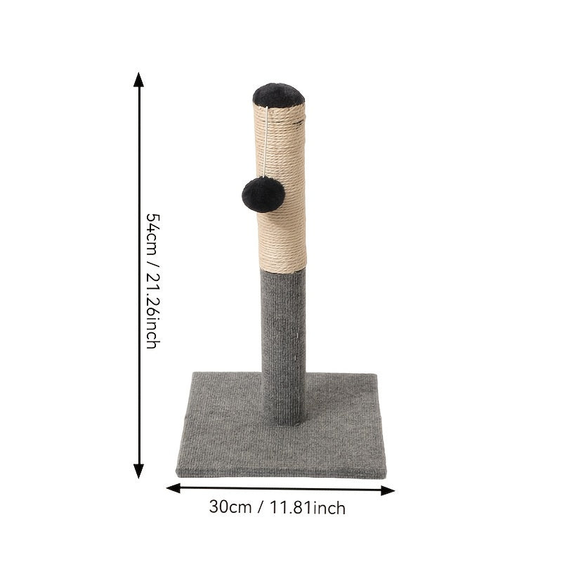 1 Durable Sisal Cat Scratching Board, 상호작용 장난감 볼과 함께 - 조절 가능한 높이, 내마모성, 가루 없는, 가정용 고양이에게 이상적, 전원 공급이 필요하지 않음, 고양이 긁는 패드No.3169