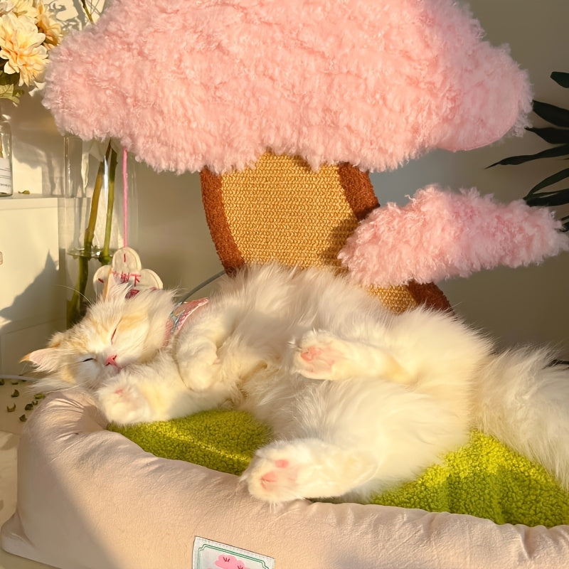 고전적인 폴리에스터 고양이 집 및 콘도 - 충전되지 않은, 조립된, 독특한 미니멀리스트 고양이 침대, 통합된 긁는 포스트, 편안한 애완 동물 매트, 고양이에게 이상적인 생일 선물No.3194