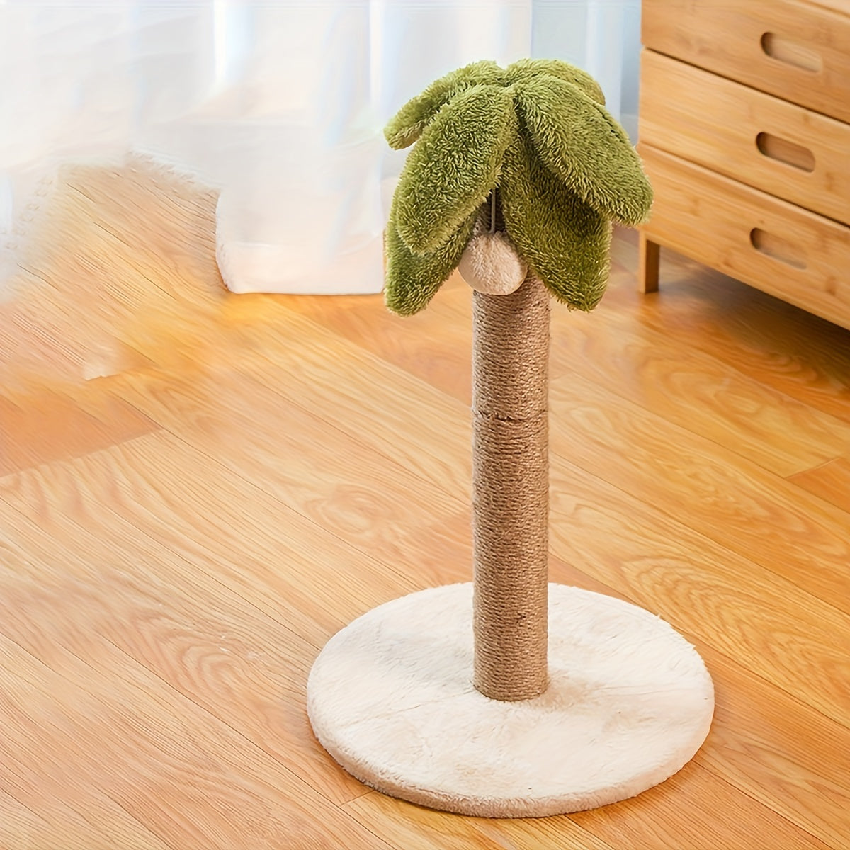 51.99cm 높이의 라탄 로프와 퍼피 팜 탑이 있는 대형 고양이 스크래칭 포스트 - 실내 고양이에게 완벽합니다.No.3163