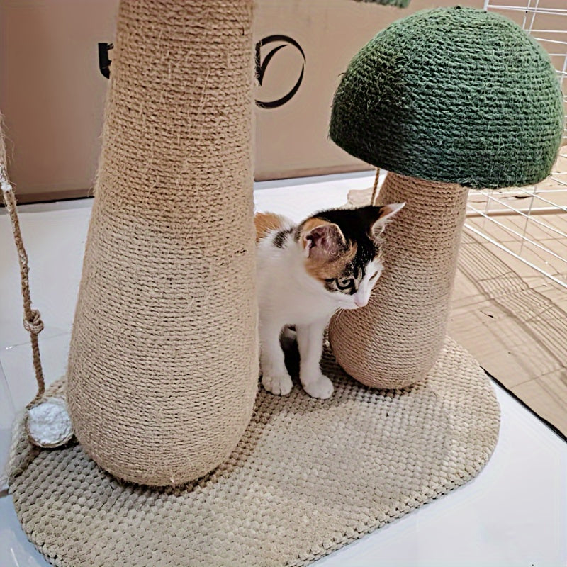 고양이 긁는 막대, 상호작용 공 장난감이 있는 고양이 등반 막대, 갈고리 고양이 용품 장난감, 시살 로프 스크래치 포스트, 버섯No.3162