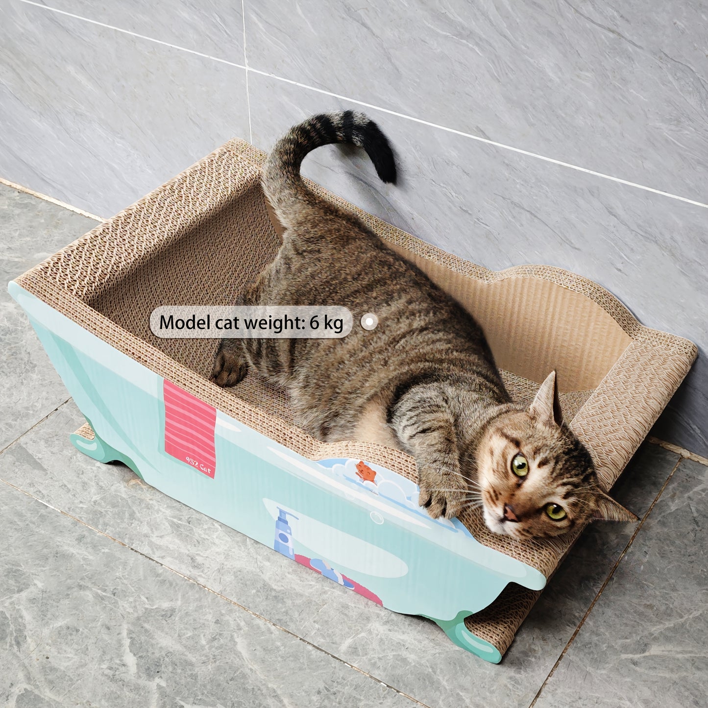 Tada Miaow 골판지 고양이 긁기 보드, 종이 조각이 여기저기 흩어지는 것을 방지하기 위한 이중 장벽. 초대형 및 초폭. 매장 관리자 추천. 9.07KG 미만의 고양이에게 적합. 뚱뚱한 고양이 및 여러 고양이에게 적합. 파란색 욕조 스타일. 누워서 자고 발톱을 갈 수 있습니다No.3157