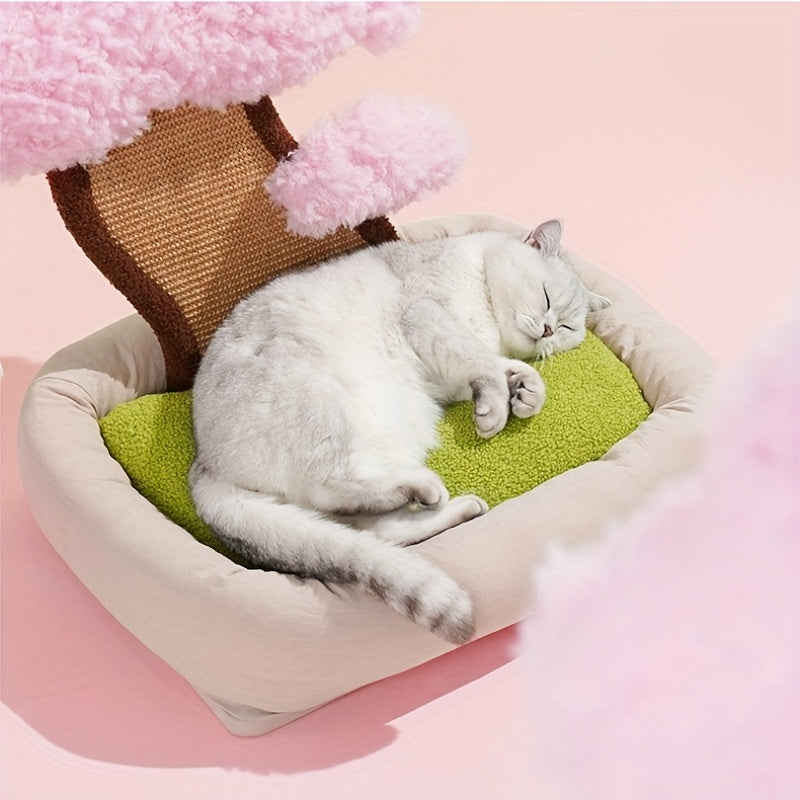 고전적인 폴리에스터 고양이 집 및 콘도 - 충전되지 않은, 조립된, 독특한 미니멀리스트 고양이 침대, 통합된 긁는 포스트, 편안한 애완 동물 매트, 고양이에게 이상적인 생일 선물No.3194