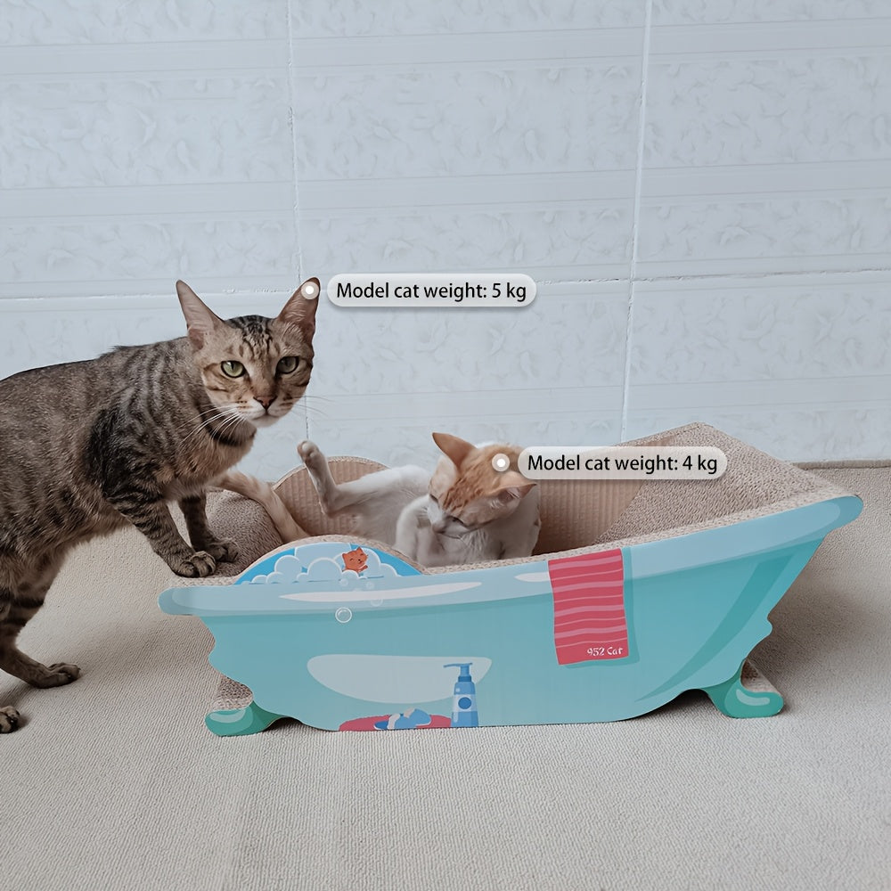Tada Miaow 골판지 고양이 긁기 보드, 종이 조각이 여기저기 흩어지는 것을 방지하기 위한 이중 장벽. 초대형 및 초폭. 매장 관리자 추천. 9.07KG 미만의 고양이에게 적합. 뚱뚱한 고양이 및 여러 고양이에게 적합. 파란색 욕조 스타일. 누워서 자고 발톱을 갈 수 있습니다No.3157