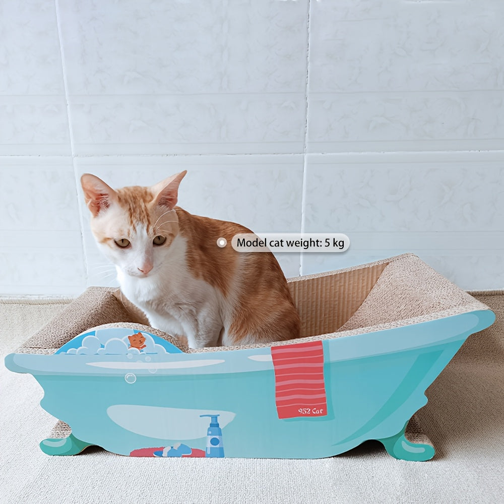 Tada Miaow 골판지 고양이 긁기 보드, 종이 조각이 여기저기 흩어지는 것을 방지하기 위한 이중 장벽. 초대형 및 초폭. 매장 관리자 추천. 9.07KG 미만의 고양이에게 적합. 뚱뚱한 고양이 및 여러 고양이에게 적합. 파란색 욕조 스타일. 누워서 자고 발톱을 갈 수 있습니다No.3157