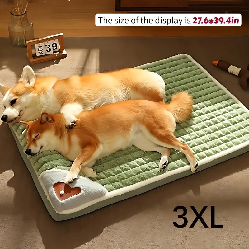 개 침대 애완 동물 침대 목 베개 및 미끄럼 방지 바닥이 있는 부드러운 플러시 개 매트, 대형, 중형 및 소형견에 적합No.3315