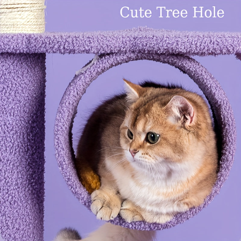 1개의 Whisker Wonders 다층 고양이 나무 타워, 스크래칭 포스트, 클라우드 퍼치, 별 모양 펜던트 및 아늑한 침대 포함 - 내구성 있는 파티클 보드 구조, 고양이를 위한 대화형 놀이터No.3200
