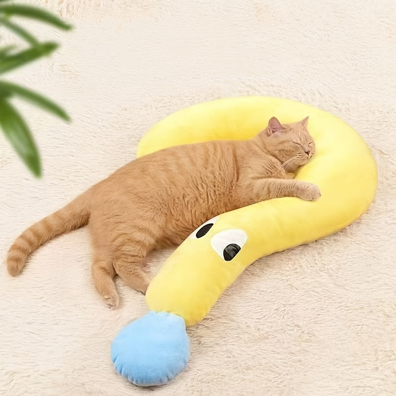 귀여운 물음표 애완동물 침대 담요, 부드럽고 세탁기 사용 가능, 아늑한 목베개 디자인, 고양이와 개 모두 사용 가능, 사계절용No.3317