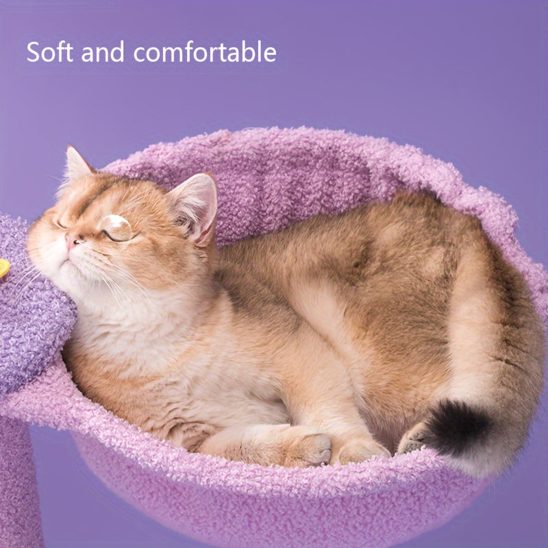 1개의 Whisker Wonders 다층 고양이 나무 타워, 스크래칭 포스트, 클라우드 퍼치, 별 모양 펜던트 및 아늑한 침대 포함 - 내구성 있는 파티클 보드 구조, 고양이를 위한 대화형 놀이터No.3200