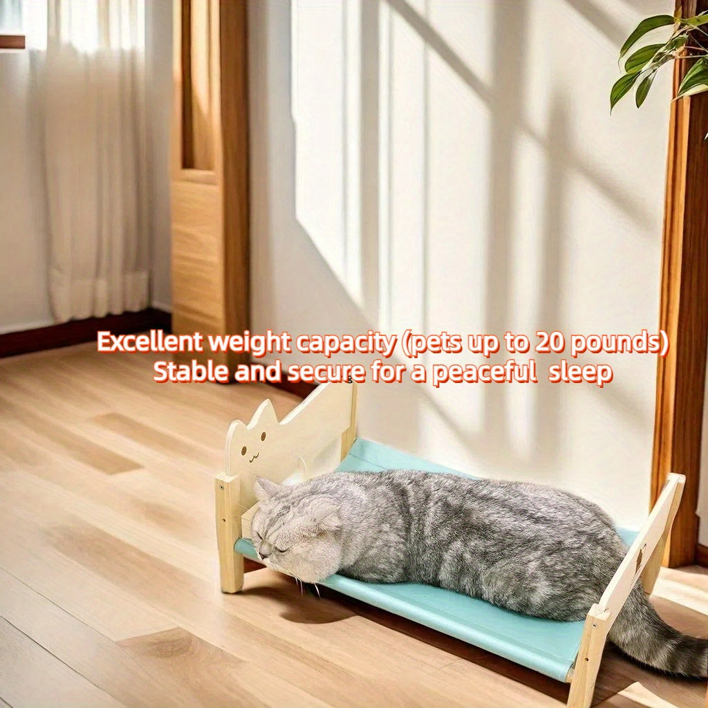 나무 만화 고양이 침대 - 재미있고 내구성 있는 사계절용 디자인, 쉬운 조립, 귀여운 소 프린트 패브릭 디자인, 어린이 방 가구 | 매력적인 침실 장식 | 천연 나무 제작, 새끼 고양이 침대No.3323