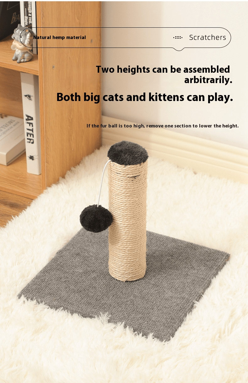 1 Durable Sisal Cat Scratching Board, 상호작용 장난감 볼과 함께 - 조절 가능한 높이, 내마모성, 가루 없는, 가정용 고양이에게 이상적, 전원 공급이 필요하지 않음, 고양이 긁는 패드No.3169