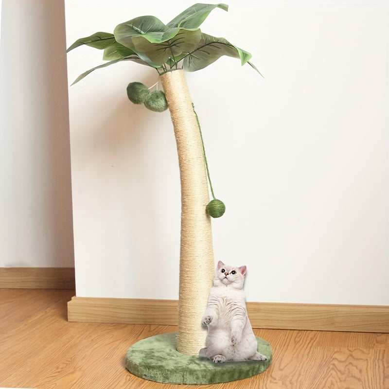 80.01cm 바나나 잎 고양이 긁기 포스트와 등반 프레임 - 내구성 있는 목재 섬유 구조, 실내 고양이에게 이상적No.3139