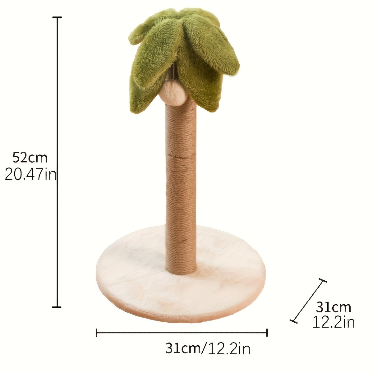 51.99cm 높이의 라탄 로프와 퍼피 팜 탑이 있는 대형 고양이 스크래칭 포스트 - 실내 고양이에게 완벽합니다.No.3163