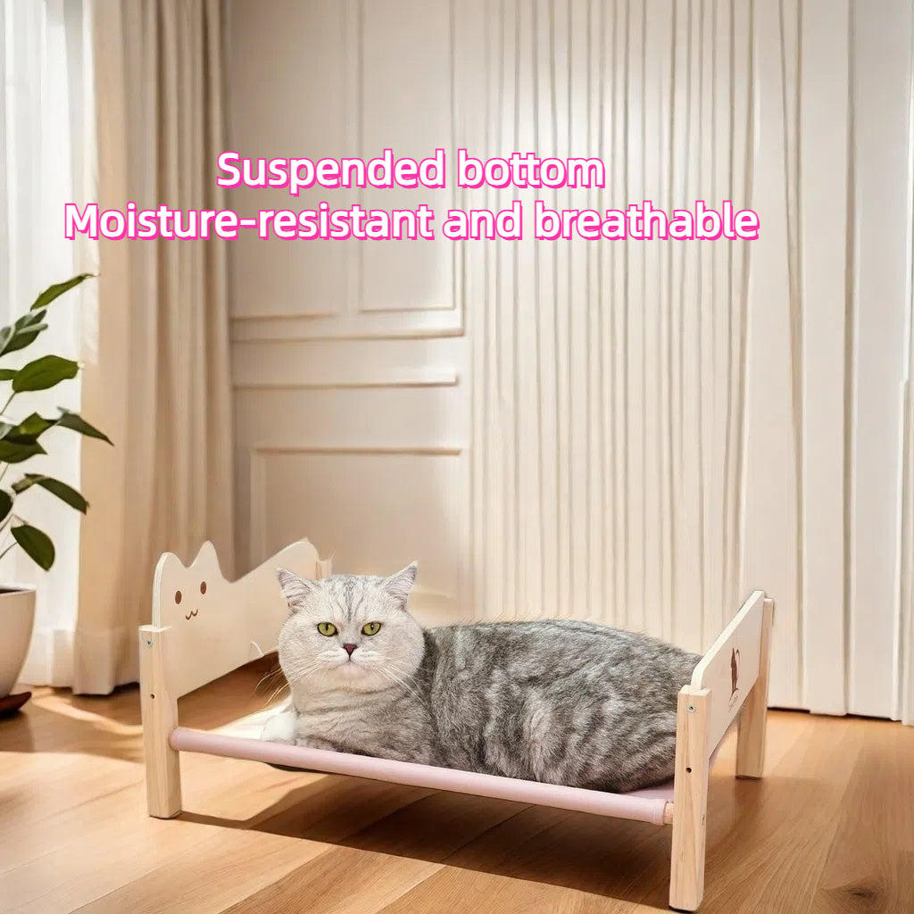 나무 만화 고양이 침대 - 재미있고 내구성 있는 사계절용 디자인, 쉬운 조립, 귀여운 소 프린트 패브릭 디자인, 어린이 방 가구 | 매력적인 침실 장식 | 천연 나무 제작, 새끼 고양이 침대No.3323