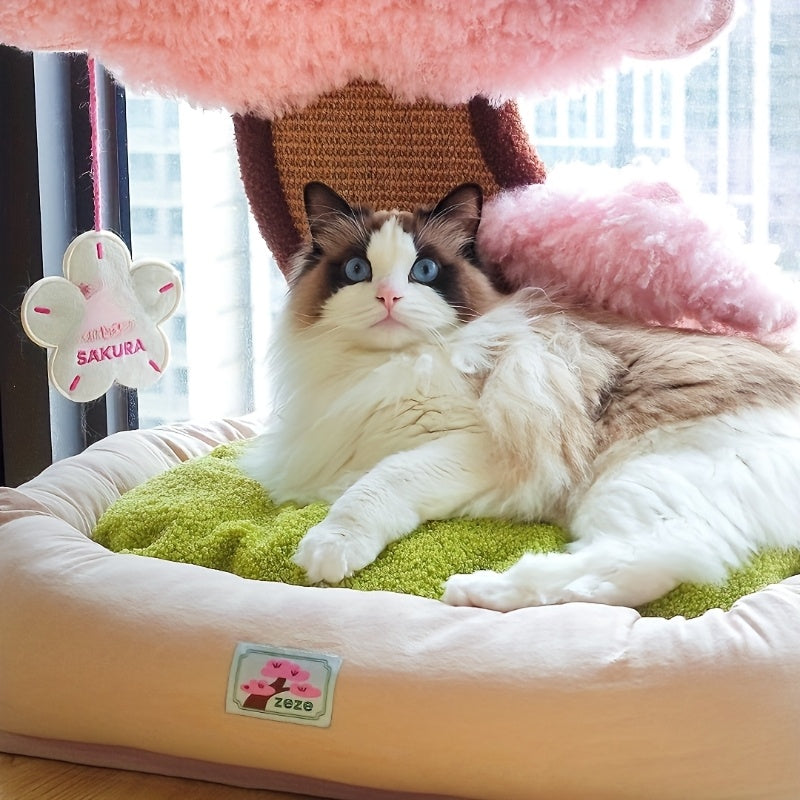 고전적인 폴리에스터 고양이 집 및 콘도 - 충전되지 않은, 조립된, 독특한 미니멀리스트 고양이 침대, 통합된 긁는 포스트, 편안한 애완 동물 매트, 고양이에게 이상적인 생일 선물No.3194