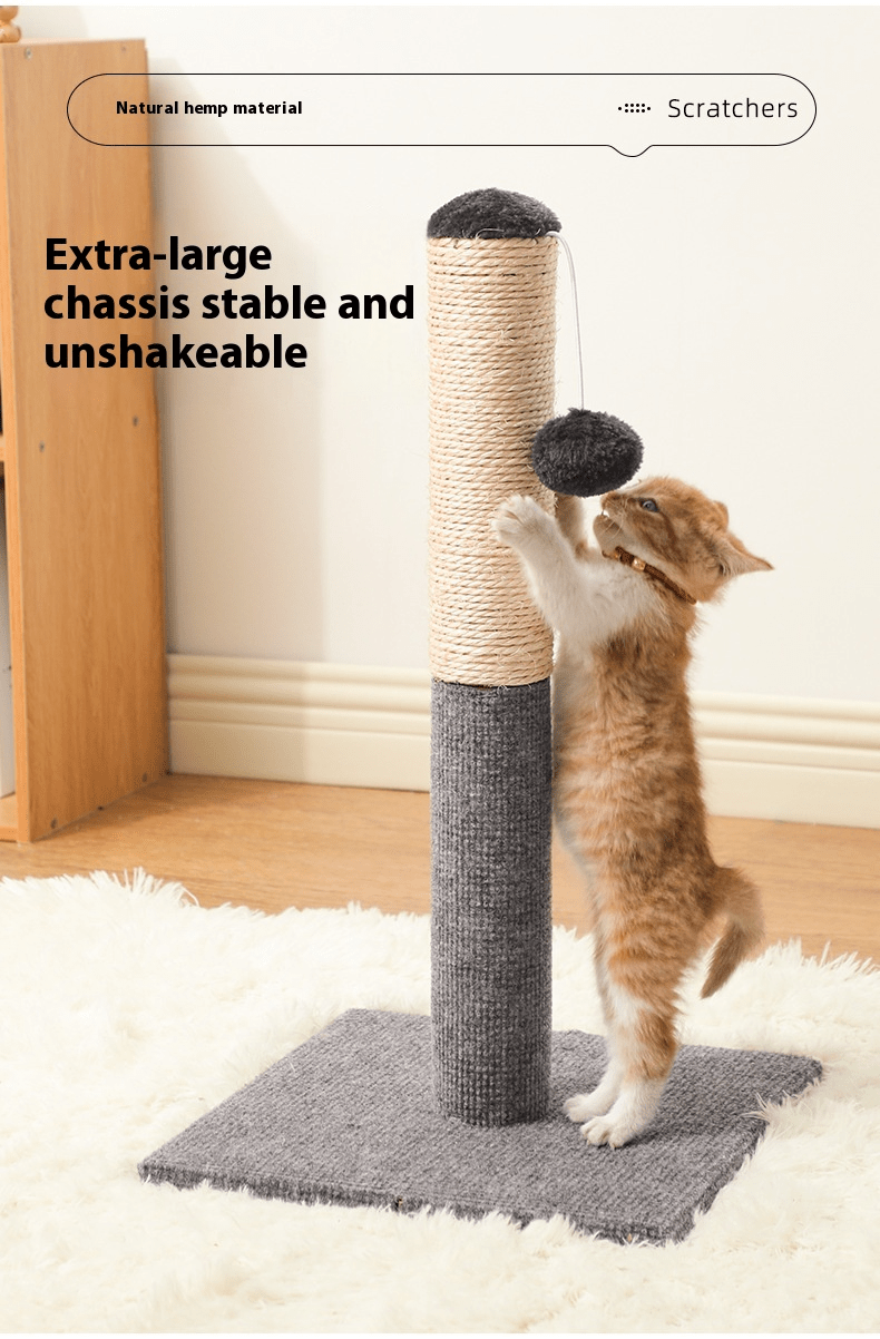 1 Durable Sisal Cat Scratching Board, 상호작용 장난감 볼과 함께 - 조절 가능한 높이, 내마모성, 가루 없는, 가정용 고양이에게 이상적, 전원 공급이 필요하지 않음, 고양이 긁는 패드No.3169