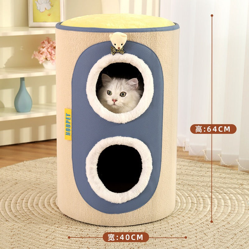 고양이 등반 프레임 고양이 둥지 고양이 나무 통합 다층 고양이 나무 구멍 겨울 이중 층 고양이 스크래칭 보드 겨울 고양이 집 겨울 따뜻함No.1576