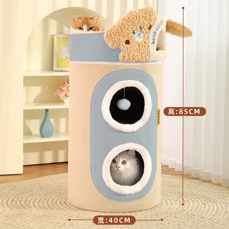 고양이 등반 프레임 고양이 둥지 고양이 나무 통합 다층 고양이 나무 구멍 겨울 이중 층 고양이 스크래칭 보드 겨울 고양이 집 겨울 따뜻함No.1576