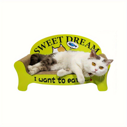 대형 고양이 긁는 라운지 - "Sweet Dreams" 디자인, 내구성이 뛰어난 카드보드 고양이 소파 및 긁는 보드 콤보, 수직 대형 영역 발톱 친화적인 애완 동물 가구No.3178