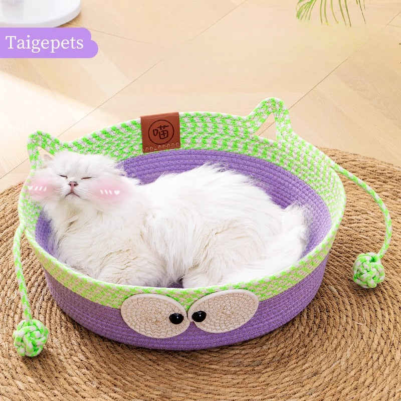 사계절 모두 사용할 수 있는 고양이 둥지, 고양이 수면 둥지, 새끼 고양이 수면 매트, 등나무로 짠 여름 새끼 고양이 둥지, 애완동물용 고양이 침대No.2323