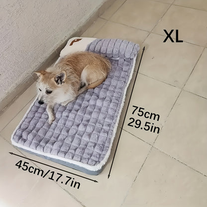 개 침대 애완 동물 침대 목 베개 및 미끄럼 방지 바닥이 있는 부드러운 플러시 개 매트, 대형, 중형 및 소형견에 적합No.3315