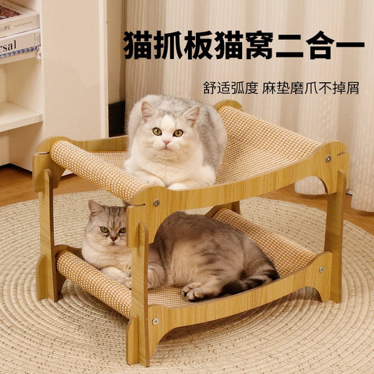 고양이 침대, 고양이 스크래칭 보드, 고양이 침대, 사이잘, 포시즌 유니버설, 쌓인 이층 침대, 따뜻한 빌라, 더블 레이어 반밀폐형No.1812