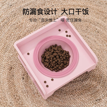 반려동물 큐브 고양이 그릇 랙 식탁 접합 가능 개 그릇 고양이 사료 그릇 세라믹 반려동물 그릇 물 그릇 음식 누출 방지 목 보호대No.1807