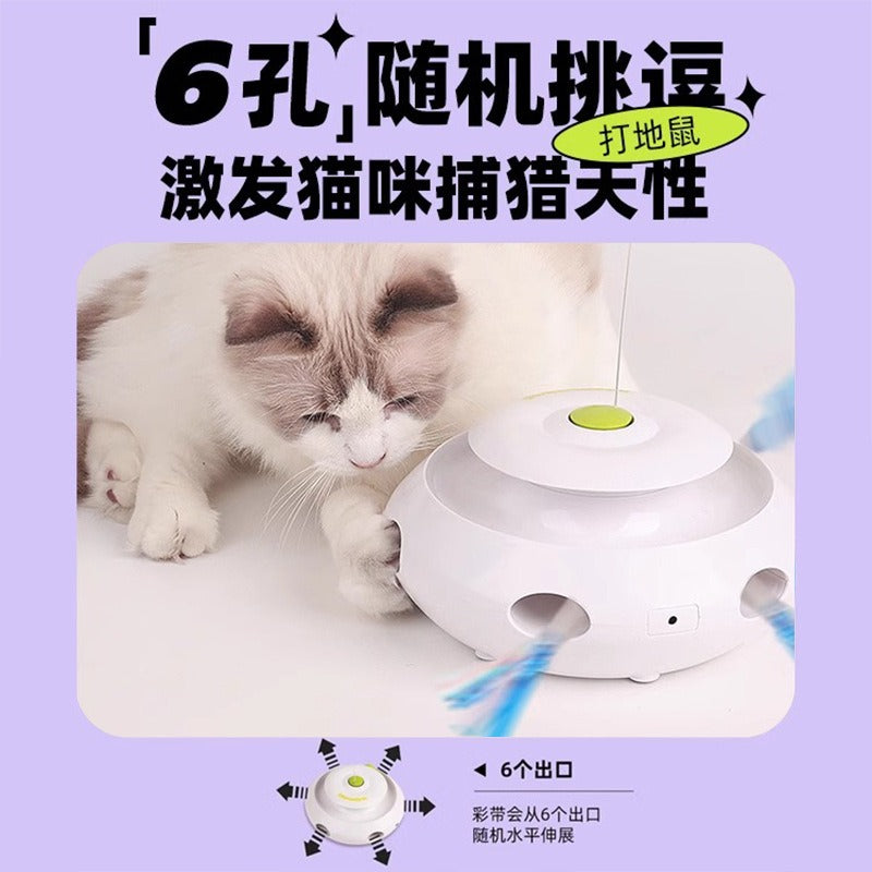전기 고양이 장난감, 자동 고양이 놀리기 공예품 고양이 턴테이블 고양이 놀리기 막대기 고양이 때리기No.1827