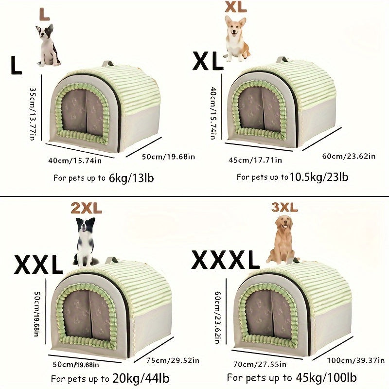사계절용 포근한 개 & 고양이 침대 - 밀폐형, 세탁 가능한 나일론 켄넬, 미끄럼 방지 바닥, 소형부터 대형 애완동물용, 갈색No.3290