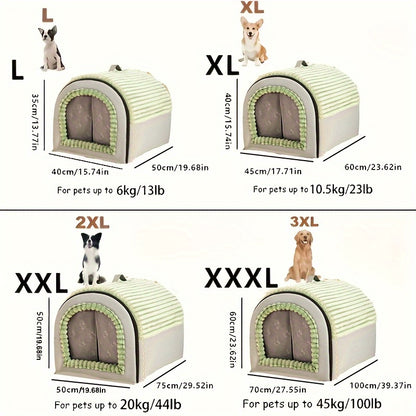 사계절용 포근한 개 & 고양이 침대 - 밀폐형, 세탁 가능한 나일론 켄넬, 미끄럼 방지 바닥, 소형부터 대형 애완동물용, 갈색No.3290
