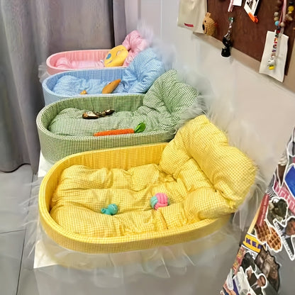 4pcs 소프트 폴리에스터 개 침대, 면 충전 - 아름다운 계절용 애완 동물 침대, 고양이와 개용, 깊은 수면 쿠션, 고양이 침대 | 화려한 애완 동물 침대 | 내구성 있는 애완 동물 침대, 고양이 침대No.3309