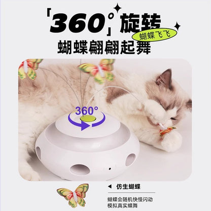 전기 고양이 장난감, 자동 고양이 놀리기 공예품 고양이 턴테이블 고양이 놀리기 막대기 고양이 때리기No.1827