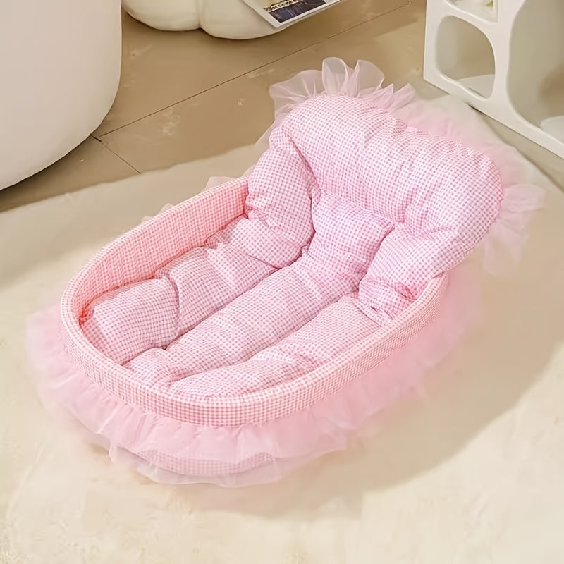 4pcs 소프트 폴리에스터 개 침대, 면 충전 - 아름다운 계절용 애완 동물 침대, 고양이와 개용, 깊은 수면 쿠션, 고양이 침대 | 화려한 애완 동물 침대 | 내구성 있는 애완 동물 침대, 고양이 침대No.3309