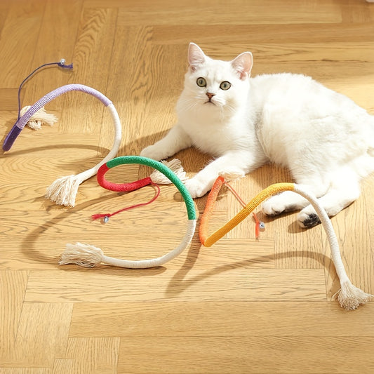 SILICAT 플러시 고양이 장난감, 벨이 달린 내구성 있는 끈 치아 청소 애완 동물 장난감, 배터리가 필요하지 않음, 고양이용 상호 작용 플레이 액세서리No.3320