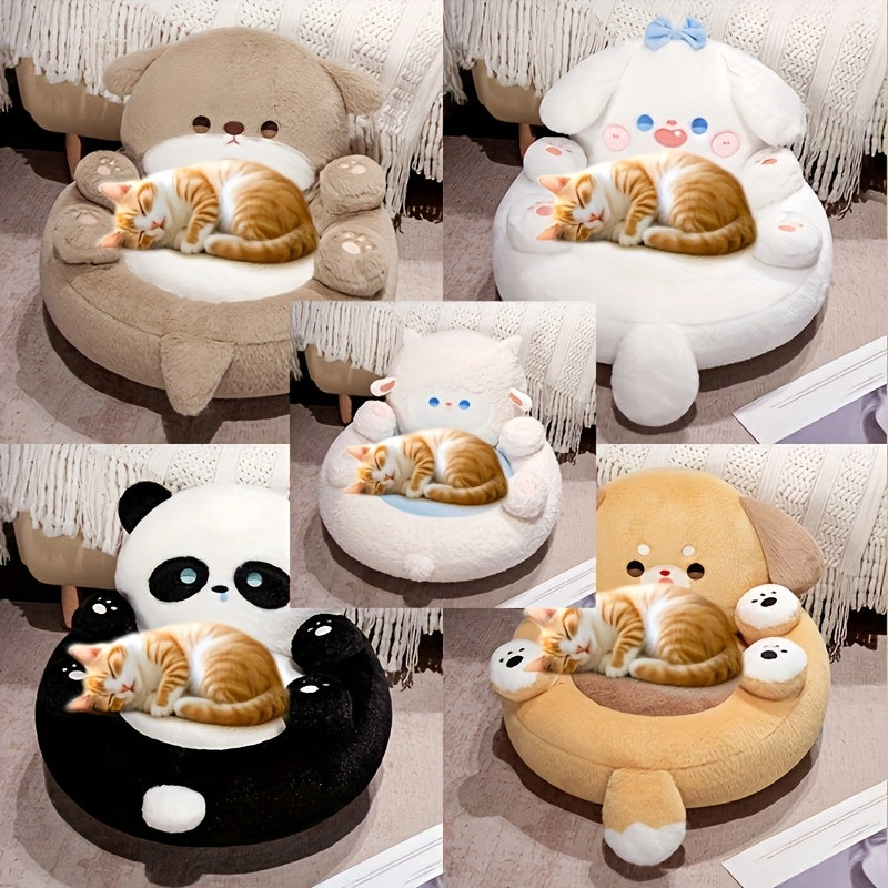 현대적인 애완동물 futon 침대 - 스타일리시한 홈 데코 액센트가 있는 플러시 정형외과 개 및 고양이 침대, 공간 절약형 라운드 디자인, 폴리에스터 섬유 충전, 애완동물에 편안함, 스타일리시한 홈 액세서리 | 현대적인 애완동물 침대 | 스타일리시한 홈 데코, 고양이 침대No.3294