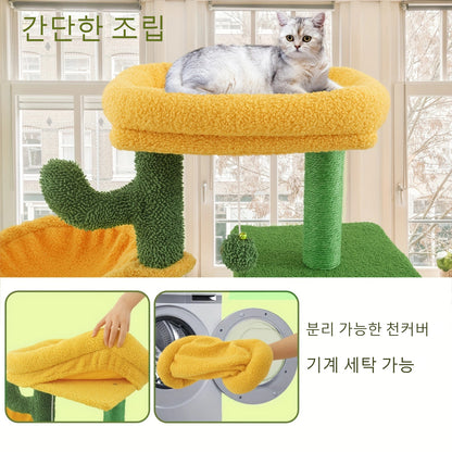 84.84 cm 5 레이어 고양이 나무 타워, 대형, 목재, 금속 프레임, 큰 해먹, 긁는 포스트, 채워진 플리스, 대형 고양이용, 아파트No.3210