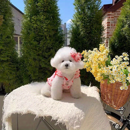 소형견용 애완동물 의류, 꽃무늬 공주 드레스 봄 귀여운 여름 얇은 드레스No.3367