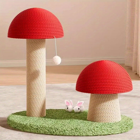 귀여운 버섯 모양의 칼풀로 만든 애완 고양이 등반 프레임, 내마모성 및 탈모 방지, 소형, 중형 및 대형 고양이에 적합No.3198