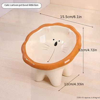 창의적인 고양이 그릇, 기울어지지 않도록 보호하는 스탠드가 있는 세라믹 음식 및 물 그릇, 목을 보호하는 경사 디자인No.3254