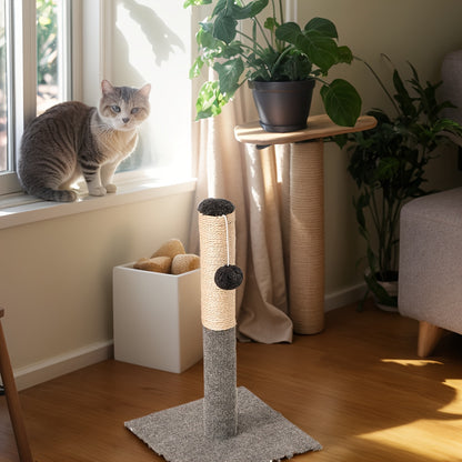 1 Durable Sisal Cat Scratching Board, 상호작용 장난감 볼과 함께 - 조절 가능한 높이, 내마모성, 가루 없는, 가정용 고양이에게 이상적, 전원 공급이 필요하지 않음, 고양이 긁는 패드No.3169