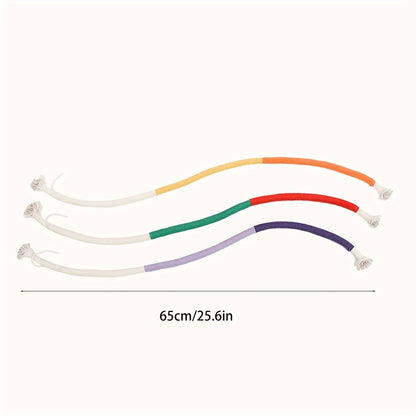1개 컬러풀 인터랙티브 고양이 물고 놀기 로프 장난감 - 튼튼한 패브릭, 전기 불필요 태슬 & 벨 포함, 실내 고양이용 엔터테인먼트 놀이, 고양이 장난감No.3369